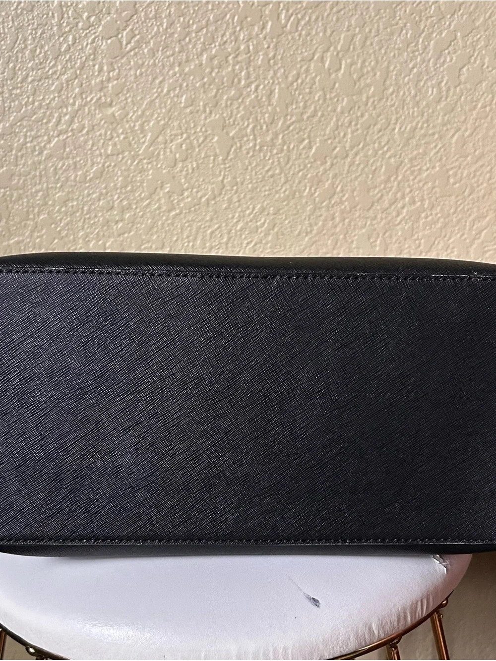 kate spade Black Structured Saffiano Tote with Gold Plaque